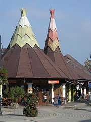 Shopping arcade with wigwam-like roof - Fonyód, Hungary